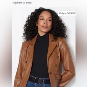 NWT Evereve Elizabeth St Vegan/Faux Leather Lined Blazer XS